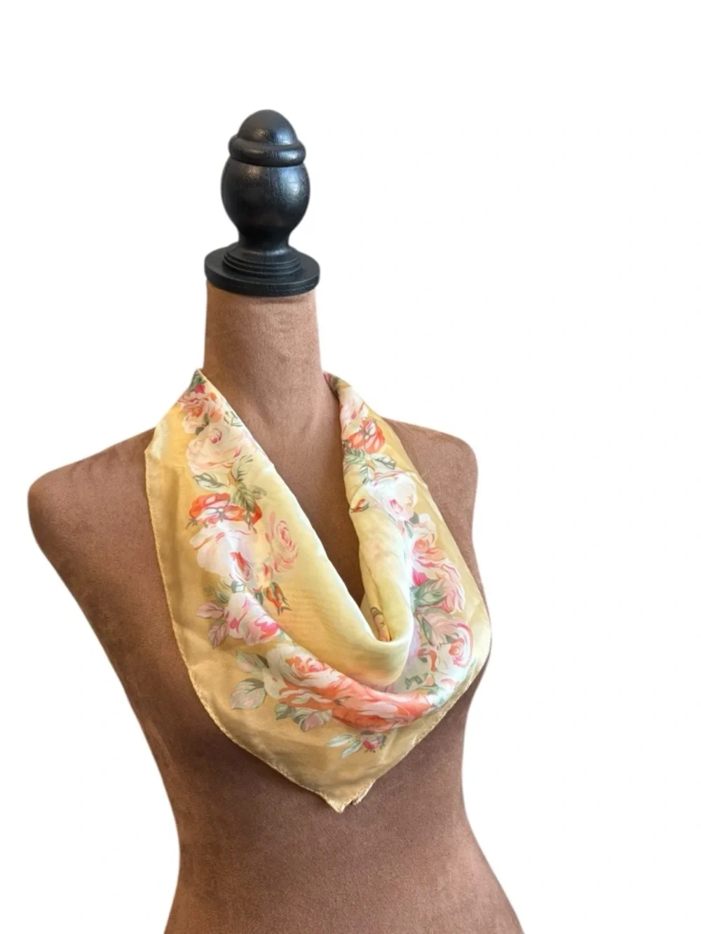 Cream Floral Square Polyester Scarf 21